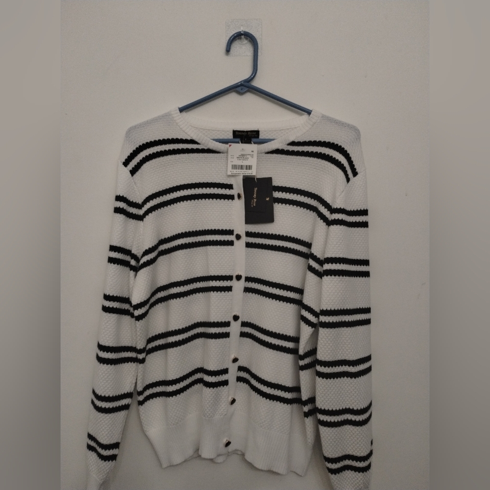 Elegant Black and White Striped Sweater